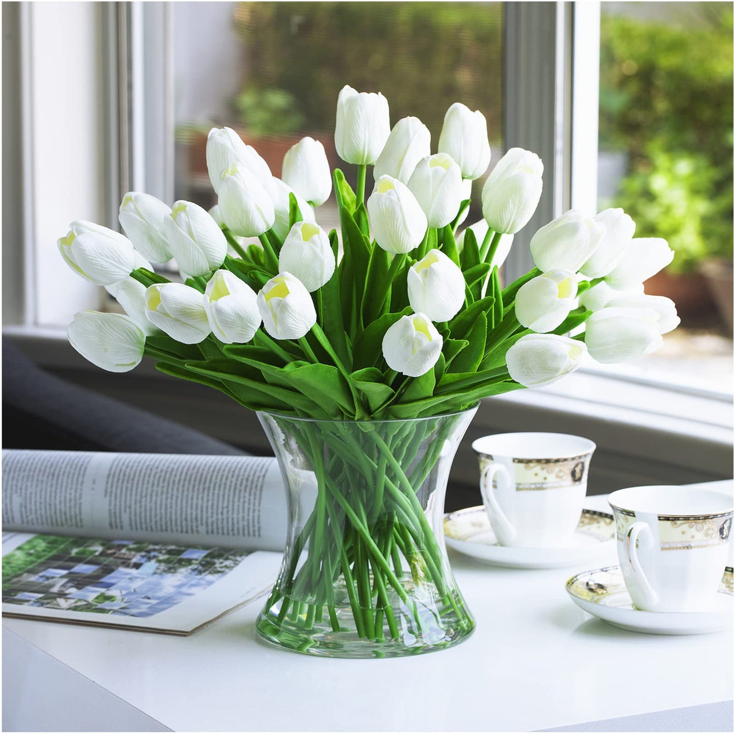 ১০ পিচ-ক্রিম কালার -Artificial Tulip & Lily Flower Sticks