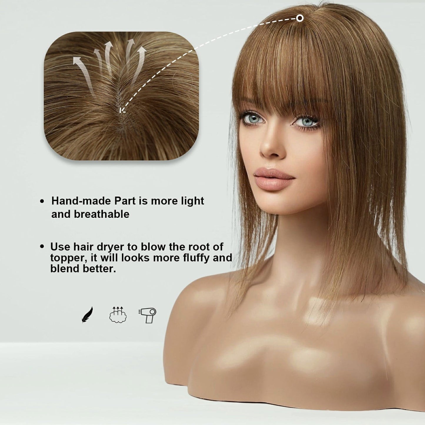 ( লাইট ব্রাউন ) Clip In Hair Piece Women Real Hairpiece - China To BD Web