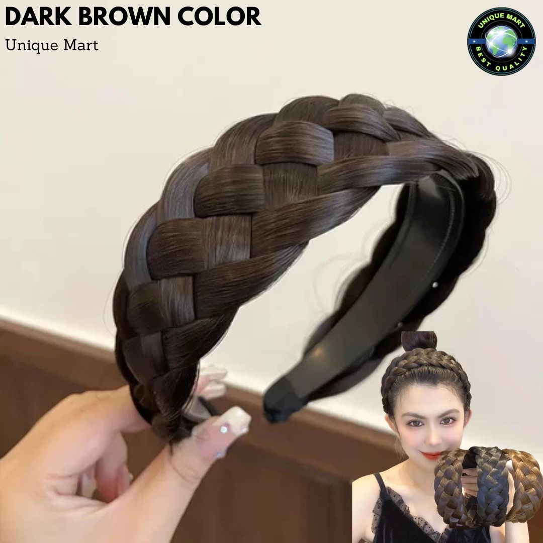 ১ পিচ -Handmade Wig Braided Headbands-Dark Brown Color 1pcs