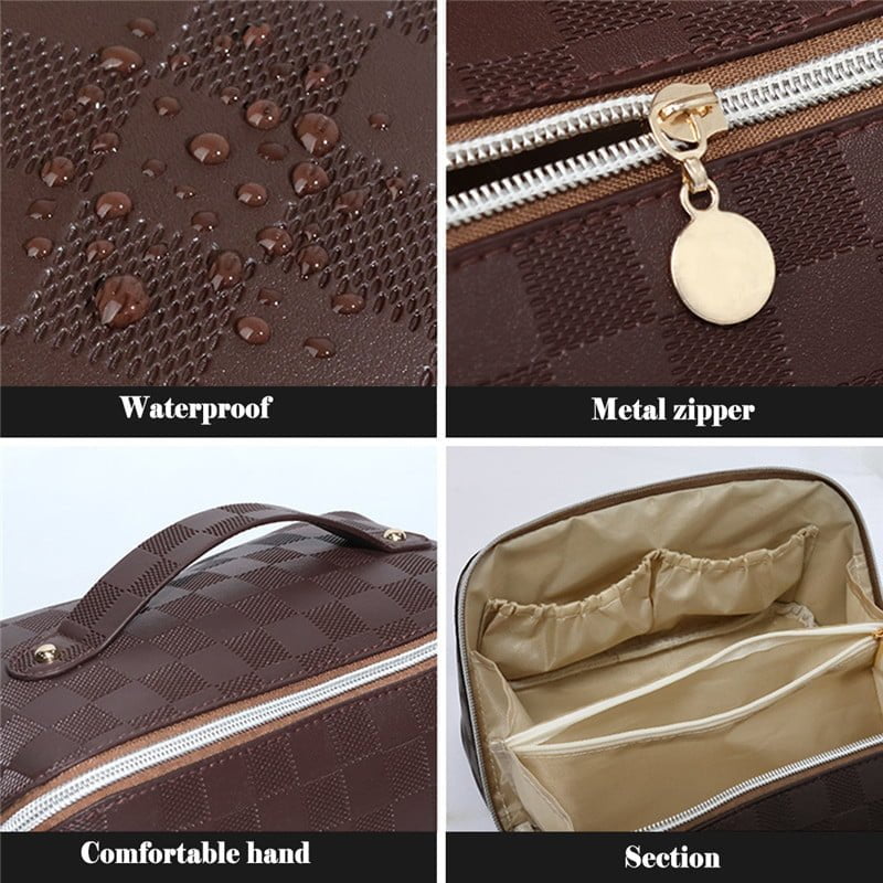 Large Pu Leather Travel Cosmetic Bag (Coffee) - China To BD Web