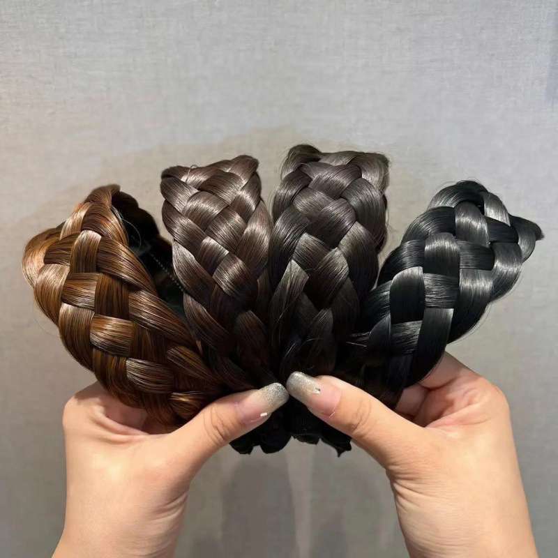 ২ পিচ-Handmade Wig Braided Headbands-Black Color 2pcs