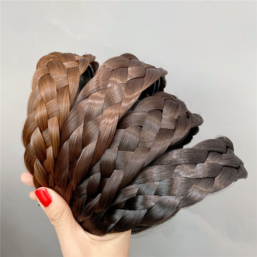 ২ পিচ-Handmade Wig Braided Headbands-Black Color 2pcs