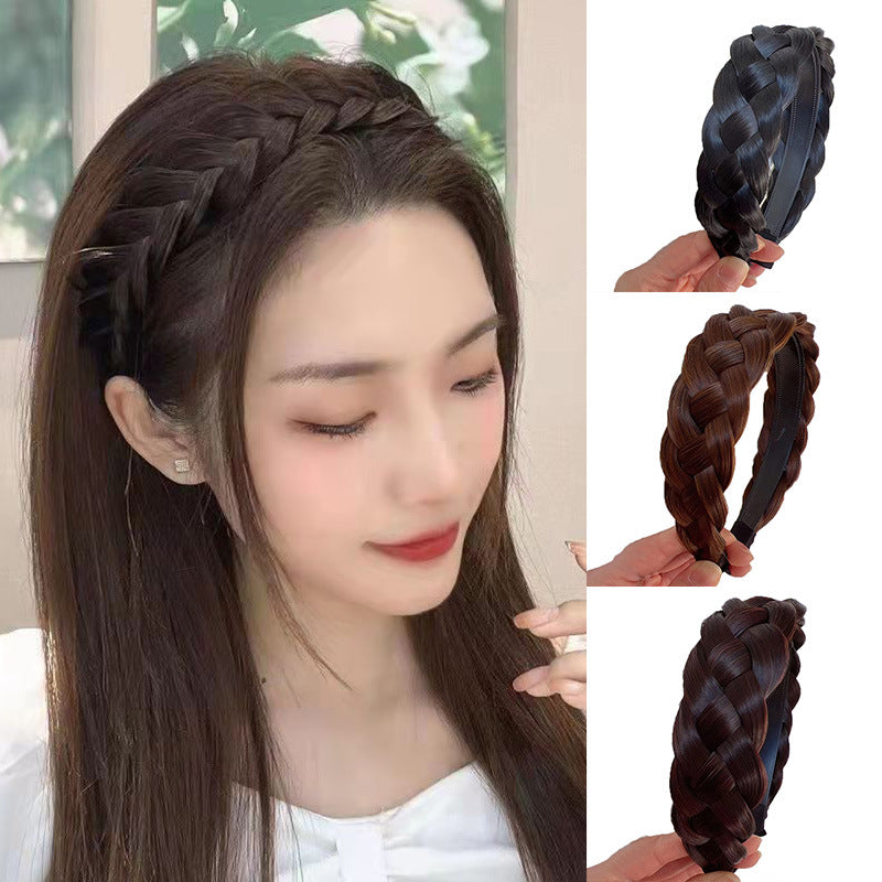 ২ পিচ-Handmade Wig Braided Headbands-Black Color 2pcs