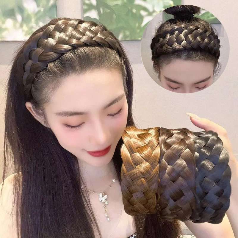 ২ পিচ-Handmade Wig Braided Headbands-Black Color 2pcs