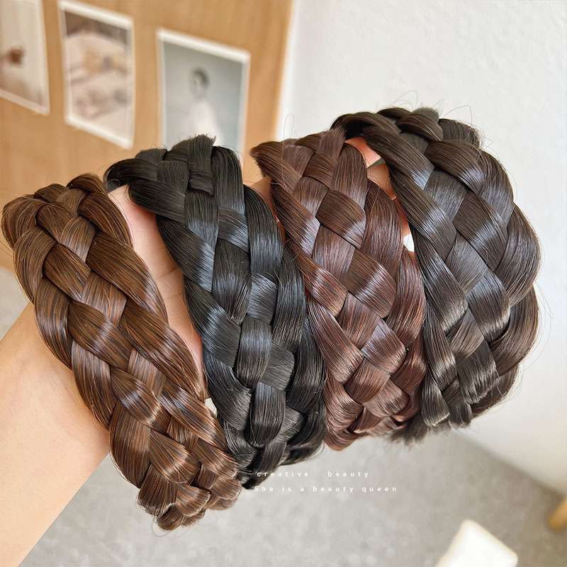 ২ পিচ-Handmade Wig Braided Headbands-Black Color 2pcs