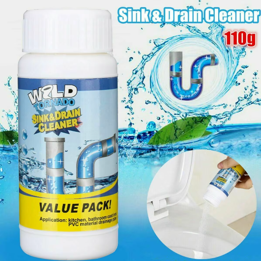 Wild Tornado Powerful Sink & Drain Cleaner High Efficiency - Clog Remover Kitchen Sewer Power Pipe Channel Powder