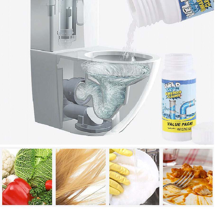 Wild Tornado Powerful Sink & Drain Cleaner High Efficiency - Clog Remover Kitchen Sewer Power Pipe Channel Powder