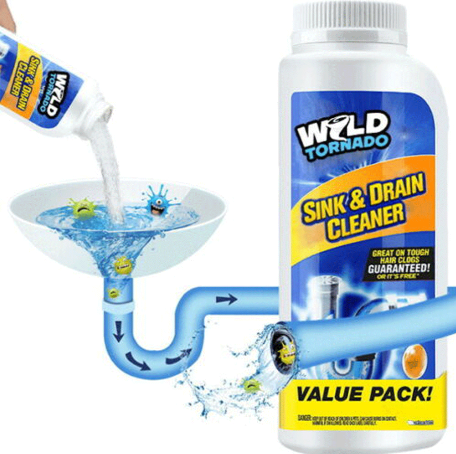 Wild Tornado Powerful Sink & Drain Cleaner High Efficiency - Clog Remover Kitchen Sewer Power Pipe Channel Powder