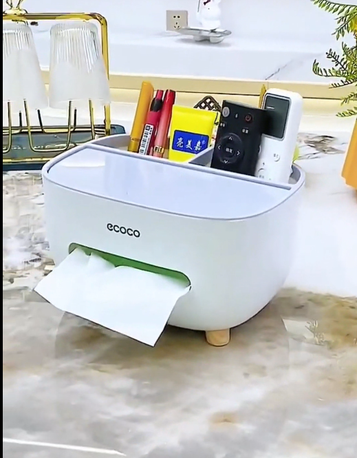 Multifunction Rectangular Tissue Box Cover Holder with Storage – Stylish & Useful!