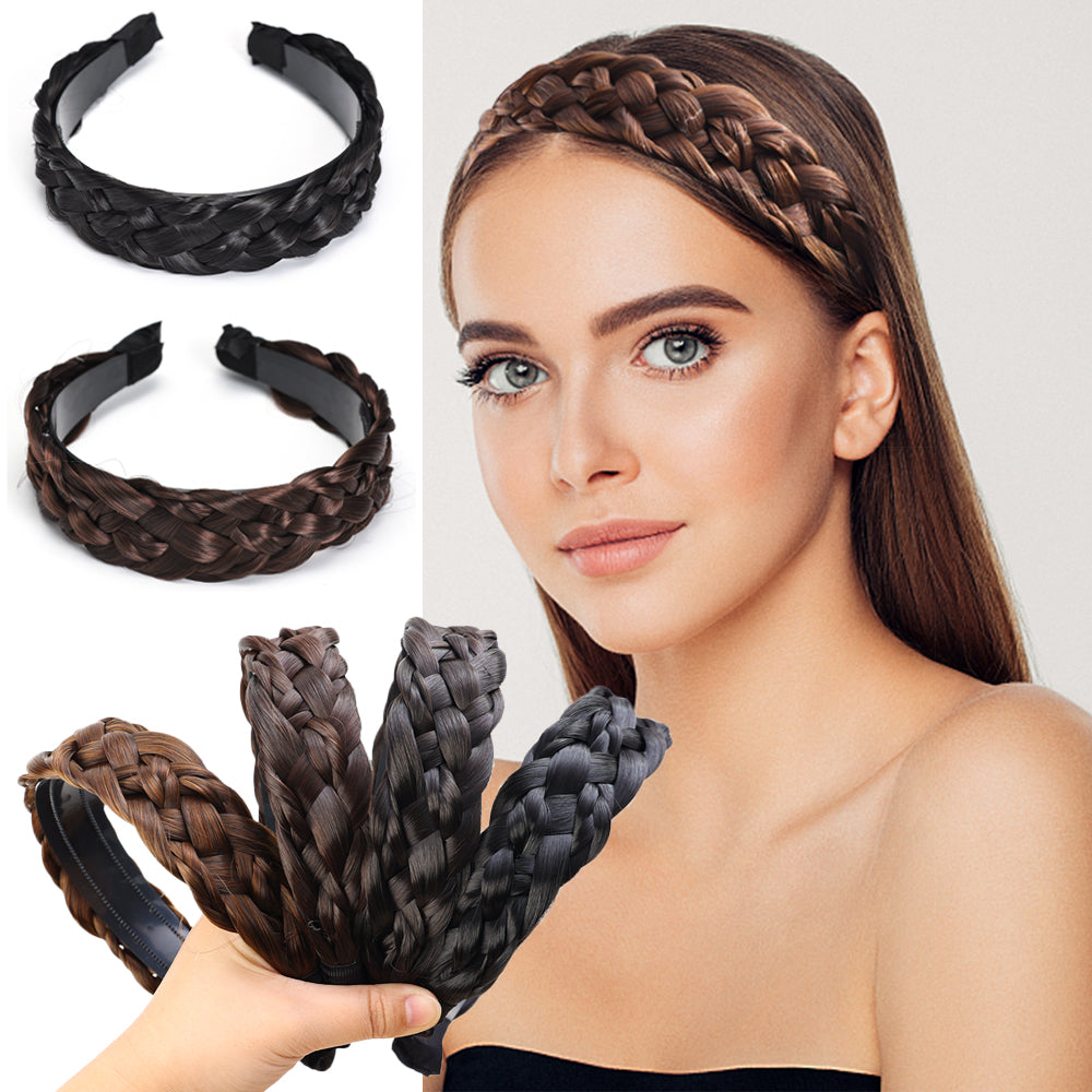 ২ পিচ-Handmade Wig Braided Headbands-Black Color 2pcs
