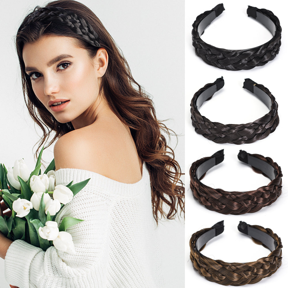 ২ পিচ-Handmade Wig Braided Headbands-Black Color 2pcs