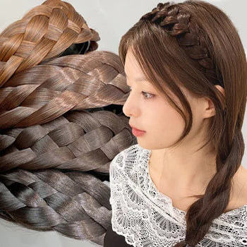 ২ পিচ-Handmade Wig Braided Headbands-Black Color 2pcs