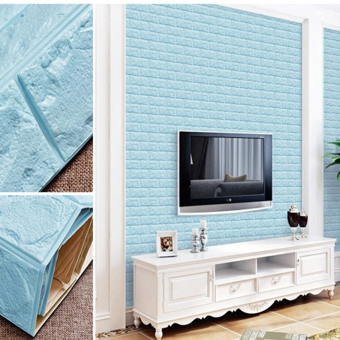 (৯২ স্কোয়ার ফিট রোল ) ৪৫ টাকা স্কোয়ার ফিট-3D Wall Sticker(Bricks)-Ash