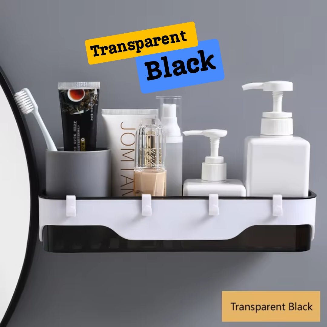 ( Transparent Black ) Shelf Adhesive Wall Mounted Shelf for Home Decor/Kitchen Storage Shelving