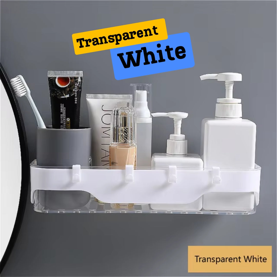( Transparent White ) Shelf Adhesive Wall Mounted Shelf for Home Decor/Kitchen Storage Shelving