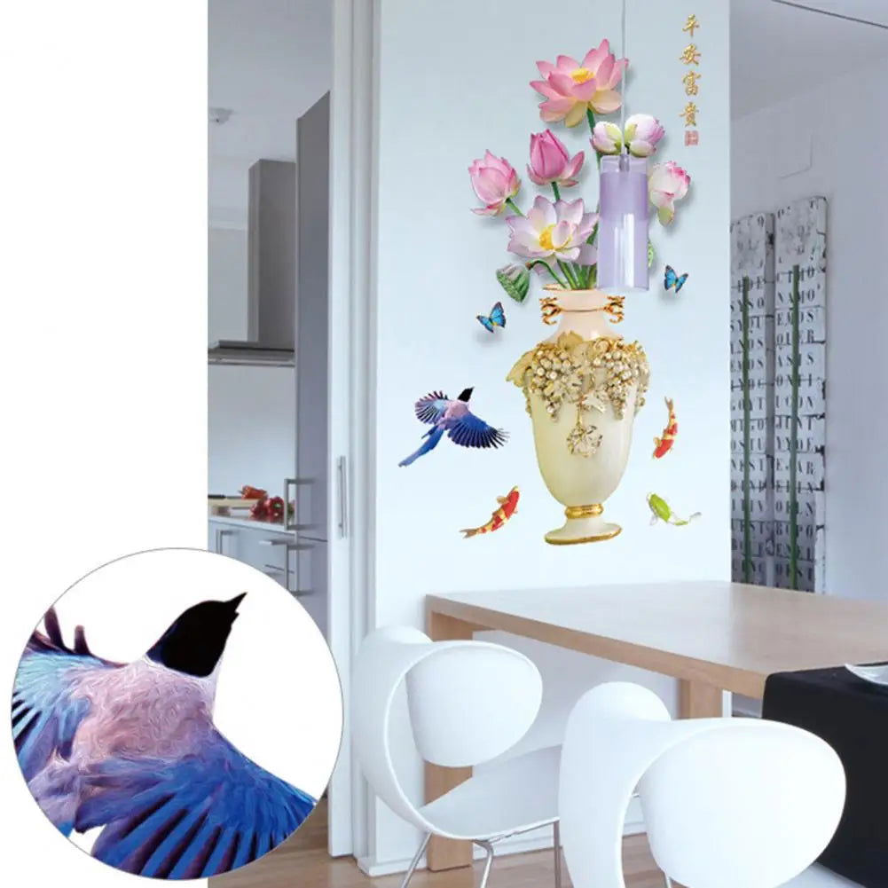 3D Large Vase Wall Sticker Lotus Flower Decal Self-Adhesive - China To BD Web