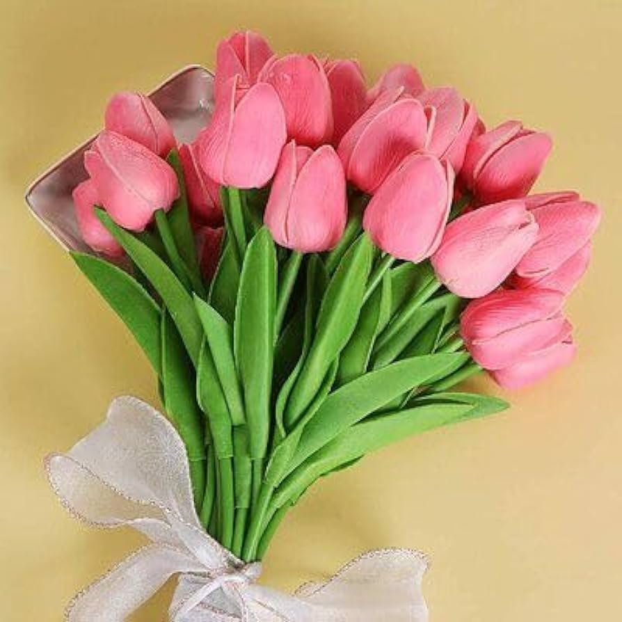 ১০ পিচ-ক্রিম কালার -Artificial Tulip & Lily Flower Sticks