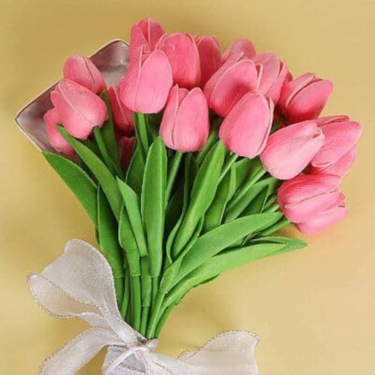 ১০ পিচ-গোলাপি কালার-Artificial Tulip & Lily Flower Sticks
