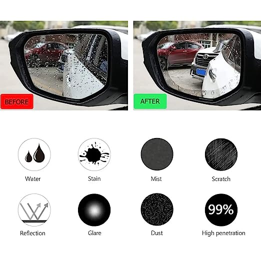 ৪ পিসের সেট-Car Rear-view Mirror Film and Side Window Anti Fog Clear Film