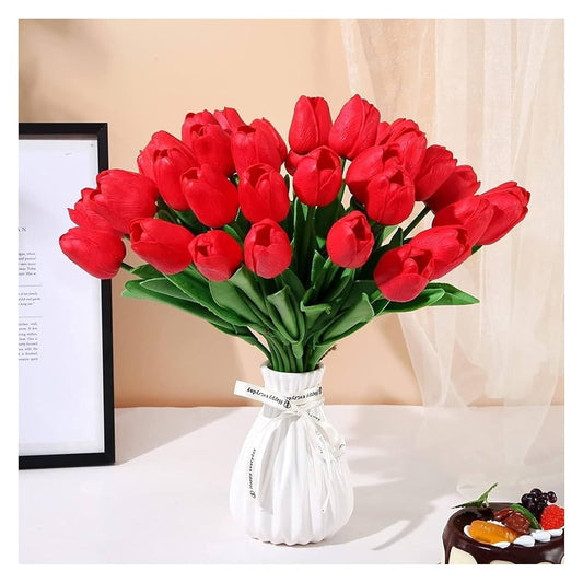 ১০ পিচ-লাল কালার-Artificial Tulip & Lily Flower Sticks