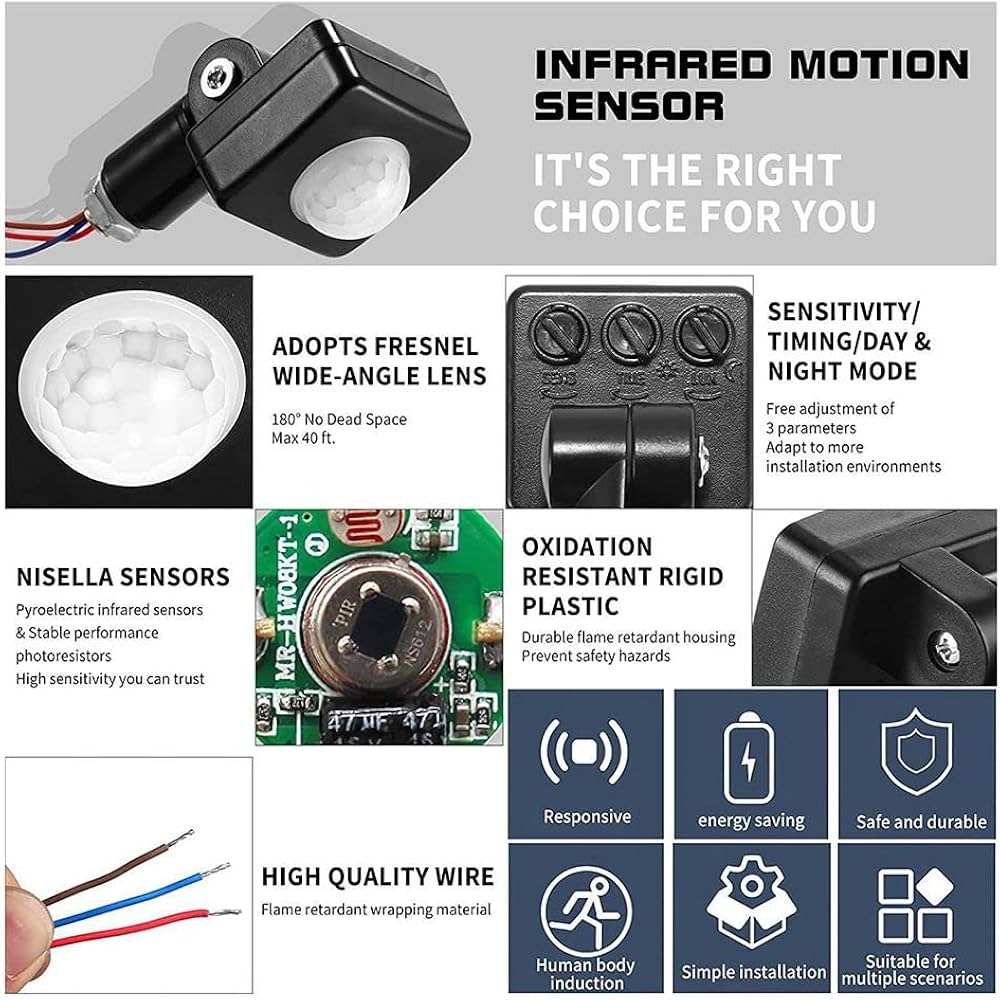 (২ পিচ )Motion Sensor Switch 180 Degree Sensor