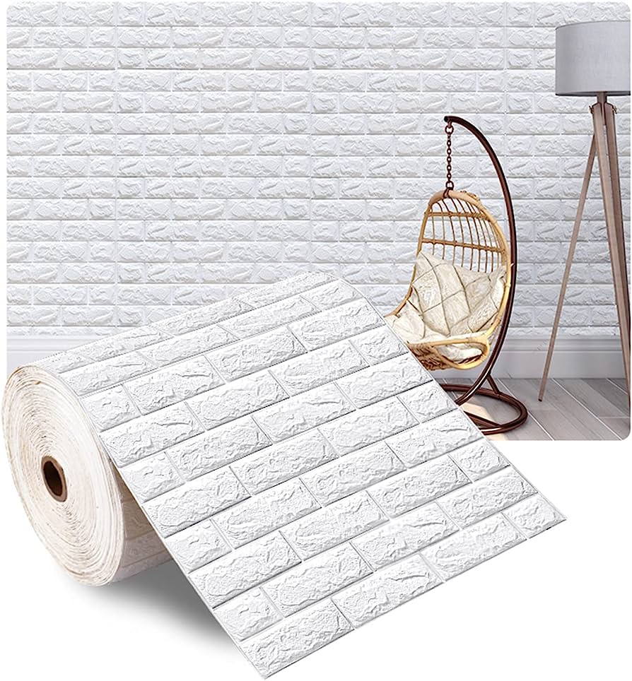 (৪৬ স্কোয়ার ফিট রোল ) ৪৫ টাকা স্কোয়ার ফিট-3D Wall Sticker(Bricks)-White