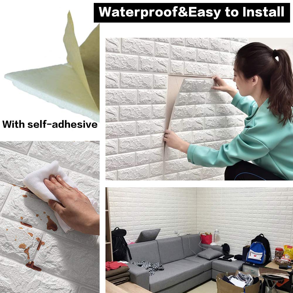 (৯২ স্কোয়ার ফিট রোল ) ৪৫ টাকা স্কোয়ার ফিট-3D Wall Sticker(Bricks)-Green