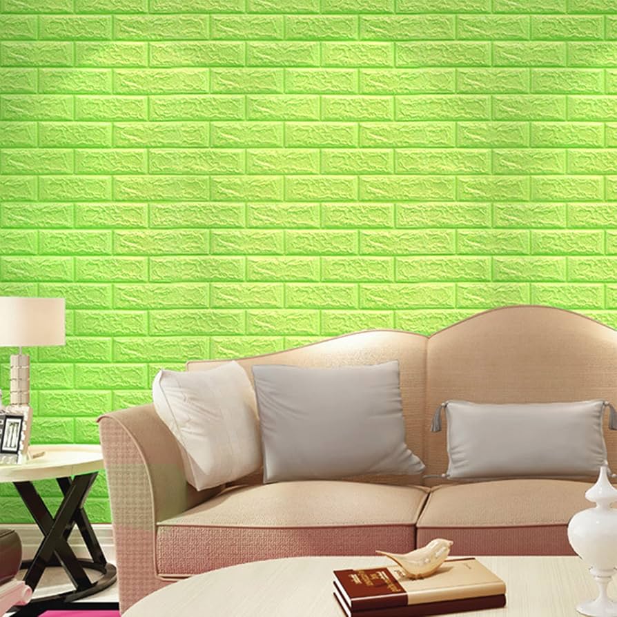 (৪৬ স্কোয়ার ফিট রোল ) ৪৫ টাকা স্কোয়ার ফিট-3D Wall Sticker(Bricks)-Green