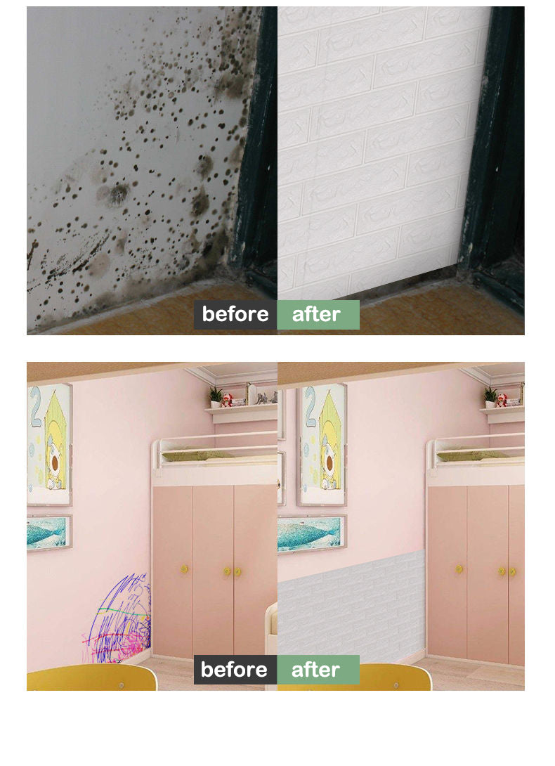 (৯২ স্কোয়ার ফিট রোল ) ৪৫ টাকা স্কোয়ার ফিট-3D Wall Sticker(Bricks)-Ash