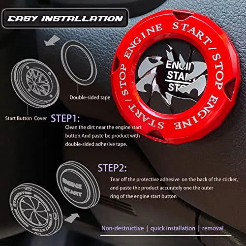 ( লাল কালার ) Aluminum Made Key Start Button Cover Decorative Rotary Push To Start Button Cover - China To BD Web