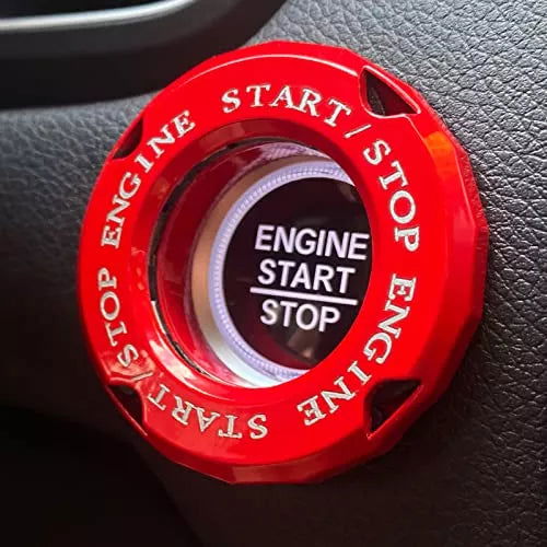 ( লাল কালার ) Aluminum Made Key Start Button Cover Decorative Rotary Push To Start Button Cover - China To BD Web