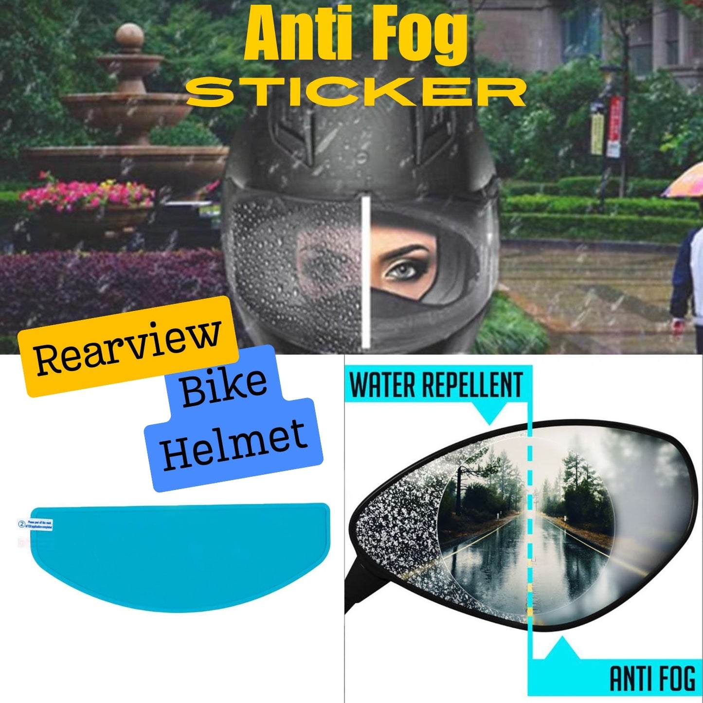 ৪ পিসের সেট-For Bike Rearview Mirror and Helmet Film Anti Fog Clear Film