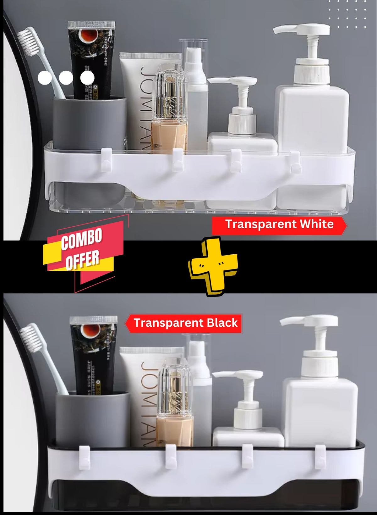 ২ পিসের কম্বো-Shelf Adhesive Wall Mounted Shelf