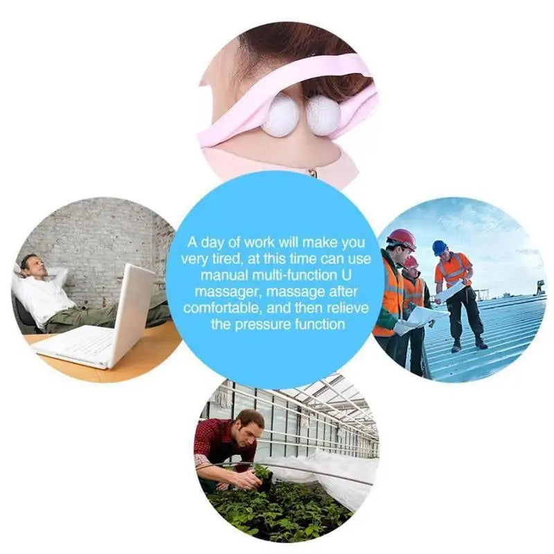 Green Color Neck Massager Therapy Neck and Shoulder Dual Trigger Point Roller Self-Massage