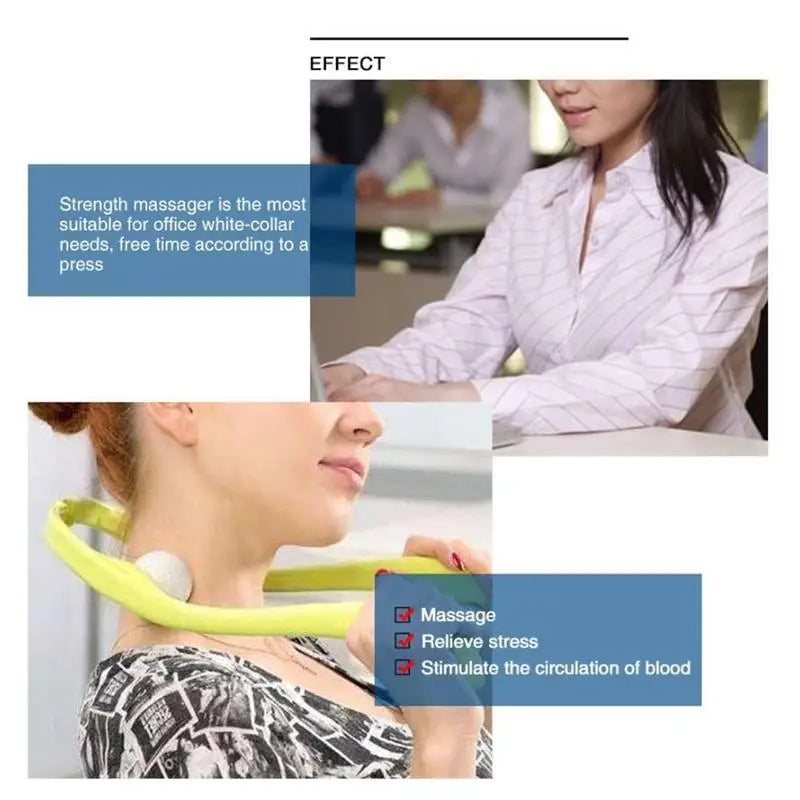 Green Color Neck Massager Therapy Neck and Shoulder Dual Trigger Point Roller Self-Massage