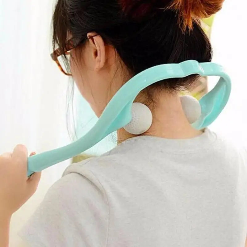 Green Color Neck Massager Therapy Neck and Shoulder Dual Trigger Point Roller Self-Massage