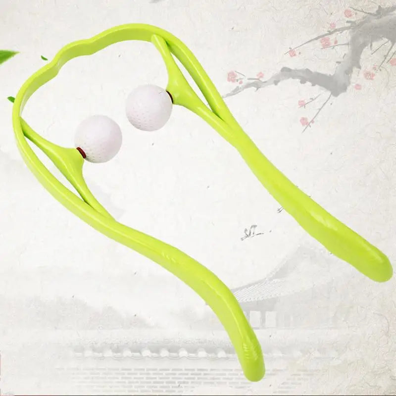 Green Color Neck Massager Therapy Neck and Shoulder Dual Trigger Point Roller Self-Massage