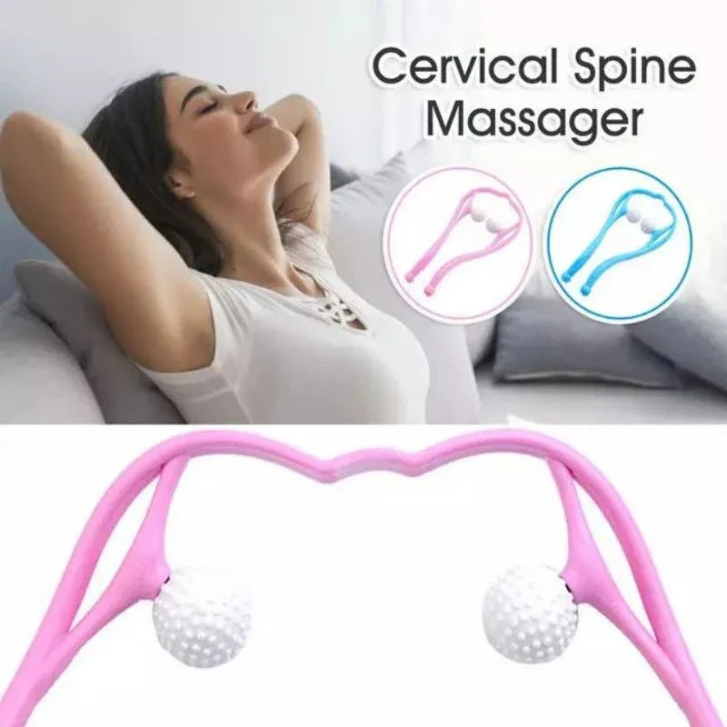 Green Color Neck Massager Therapy Neck and Shoulder Dual Trigger Point Roller Self-Massage