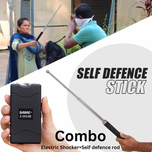Combo Self-Defense Stick+Shocker with Flashlight