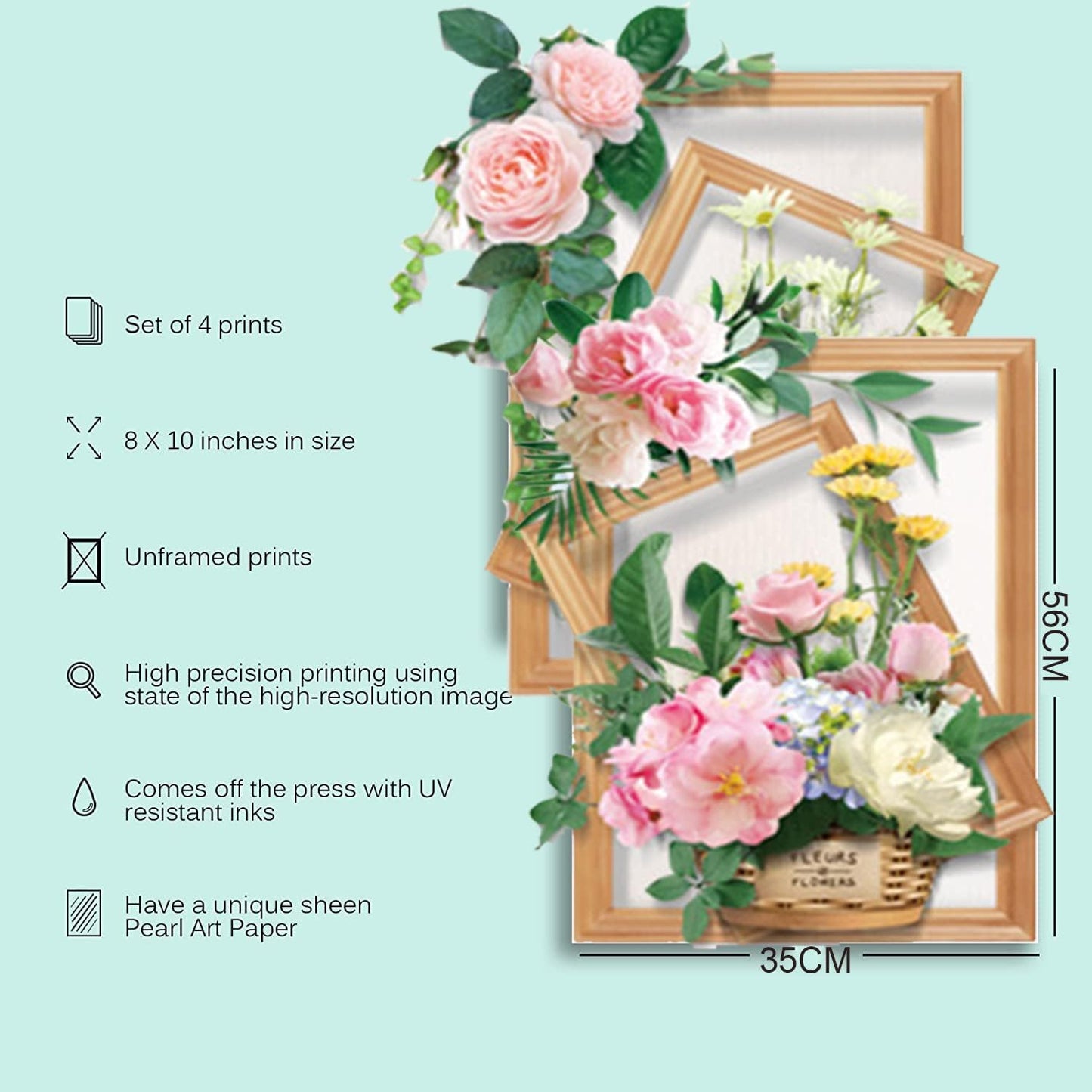 (৪ পিচের সেট) Flower Baskets Wall Stickers DIY Plants - China To BD Web