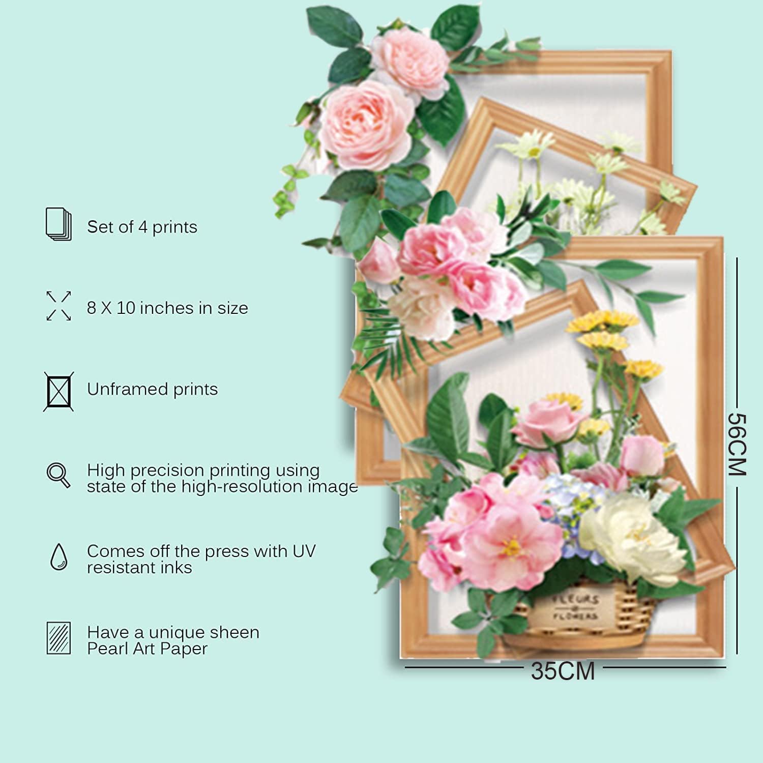 (৪ পিচের সেট) Flower Baskets Wall Stickers DIY Plants - China To BD Web