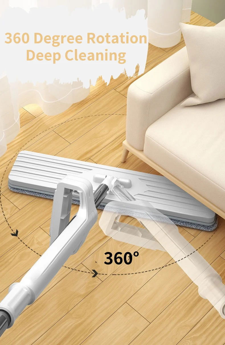 Hand-free Washing Floor Mops Flat Squeeze Mops 360 Degree Spin Head Microfiber Mops Pads For Home Household Cleaning Tools - China To BD Web