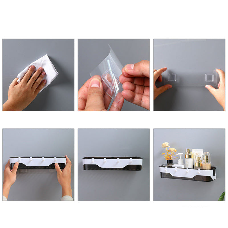( Transparent White ) Shelf Adhesive Wall Mounted Shelf for Home Decor/Kitchen Storage Shelving