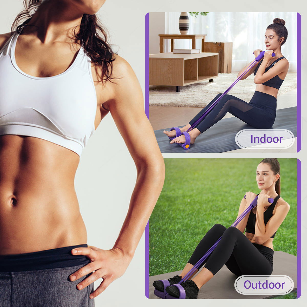 ( পার্পল কালার ) High Quality Multifunctional Foot Paddle Pull Rope Purple - China To BD Web
