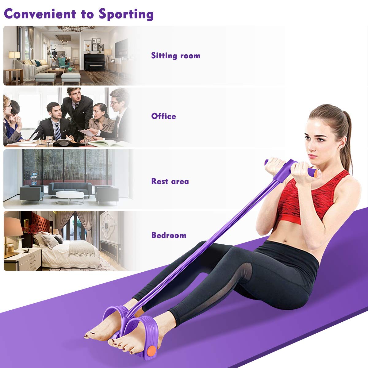 ( পার্পল কালার ) High Quality Multifunctional Foot Paddle Pull Rope Purple - China To BD Web