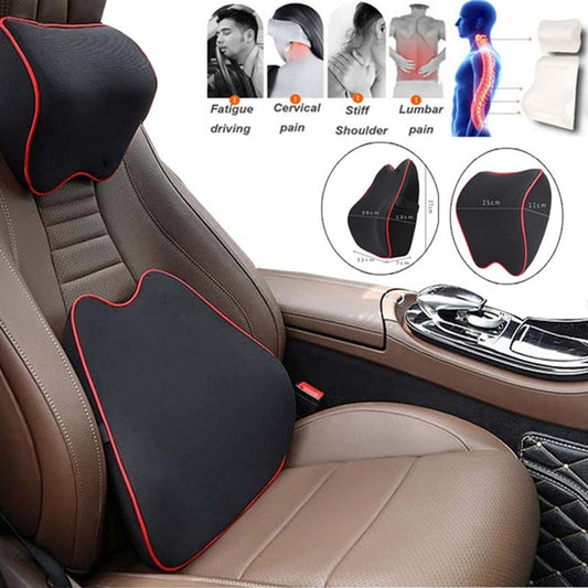 (2pcs Back+2pcs Neck) Car Headrest Neck And Back Pillow-2 Piar