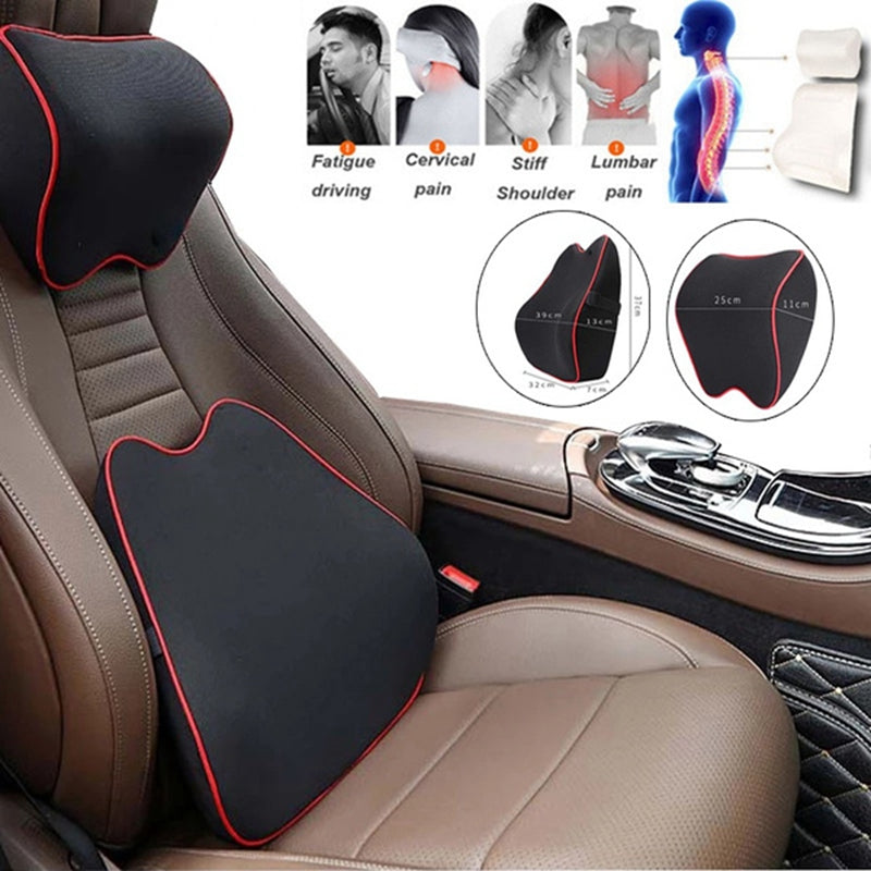 (Back+Neck) Car Headrest Neck And Back Pillow-1 Piar