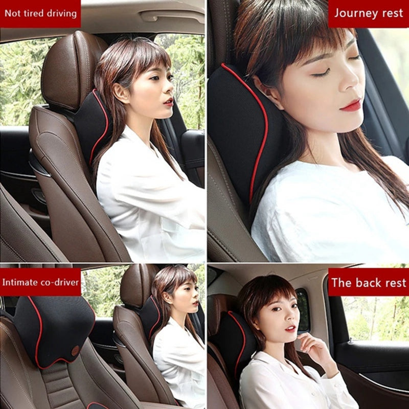 (2pcs Back+2pcs Neck) Car Headrest Neck And Back Pillow-2 Piar