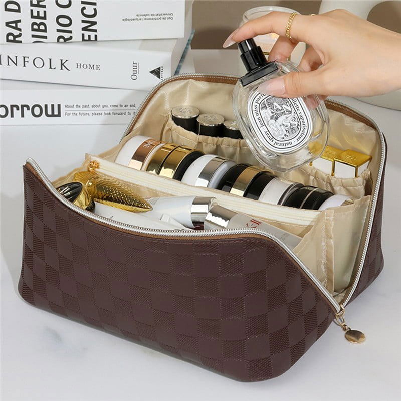 Large Pu Leather Travel Cosmetic Bag (Coffee) - China To BD Web