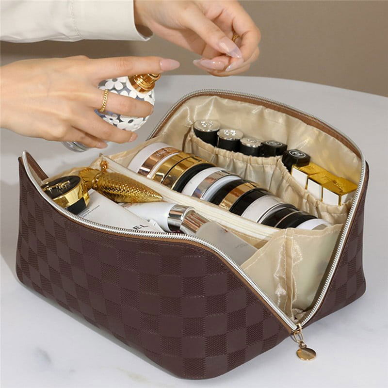 Large Pu Leather Travel Cosmetic Bag (Coffee) - China To BD Web